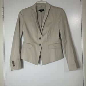 ANN TAYLOR Tan khaki double button blazer lightweight jacket size 0 petite